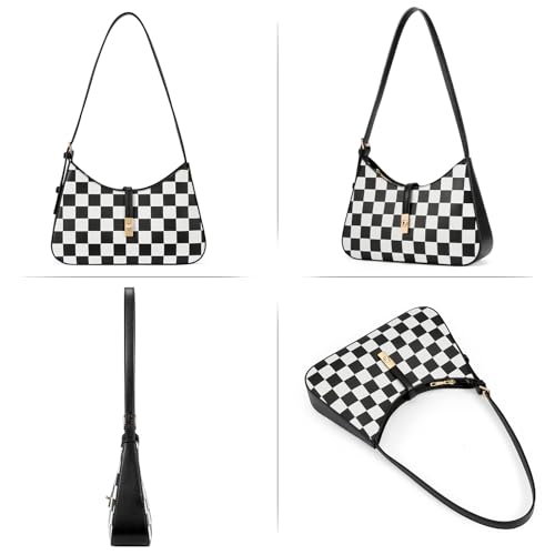 CLUCI Checkered Purses for Women, Shoulder Bag, Handbag Hobo Bags Vegan Leather Crossbody Purse with Adjustable Strap - color: B-checkerboard-small