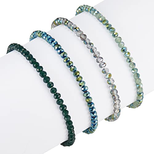 Noessla Beaded Boho Stretch Bracelet Colorful Stackable Crystal Beads Bracelets Trendy Costume Jewelry Mothers Day Gifts for Women - color: Green