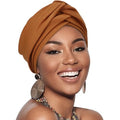 AQOKKA African Turban for Women Knotted Hair Wraps for Turban Head Scarf for Black Women Hair Cancer Chemo Headwear Cap - color: Twisted Braid: 1 Pack Brick Red