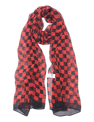 PANTONIGHT Long Chiffon Fashion Scarf Lightweight Chiffon Sheer for women - color: Red Black