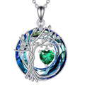 POPLYKE Mothers Day Gifts for Mom Her Wife Tree of Life Necklace 925 Sterling Silver Birthstone Pendant with Crystal Anniversary Birthday Wedding Jewelry for Women - color: 05-May-Emerald, style: White Gold Plated-Blue Crystal