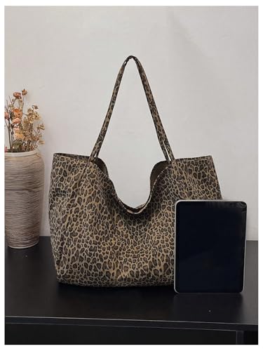 MakeMeChic Women's Leopard Tote Bag Cheetah Oversize Shoulder Bag Weekender Bag - color: Multicolor B