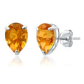 14k Yellow or White Gold Teardrop Gemstone Pear Shape Stud Earrings for Women with Push Backs and 8mm x 6mm Birthstone by MAX + STONE - color: Genuine Citrine