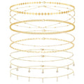 8Pcs Gold Waist Chain Set for Women Sexy Belly Body Chains Pearl Sequin Snake Bead Chains Belt Beach Bikini Jewelry Accessories Set Adjustable for Summer Beach Holiday Party - color: Set 2