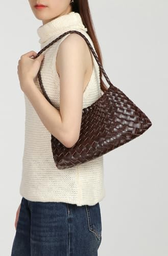 Woven Hobo Bags for Women Suede Woven Tote Bag Trendy Bucket Purse Underarm Shoulder Bag Vintage Tote Handbag Clutch Purses - color: Silver Grey