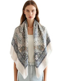 K-Elewon Large Square Scarf 51" Cotton and Linen Hand feel Scarf Fashion Scarves Hair Wrapping Scarfs Neck Scarves for Women - color: H2308