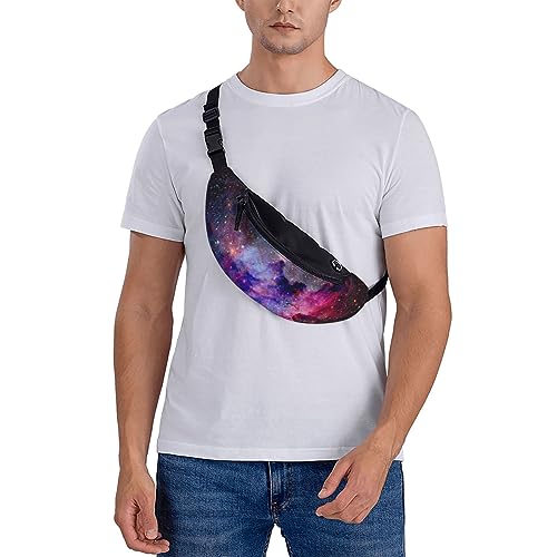 Nebula Galaxy Space Fashion Casual Fanny Pack Waist Bag Men Women Adjustable Belt Waist Bag For Travel Hiking Cycling Running Festival Carnival - color: Black9