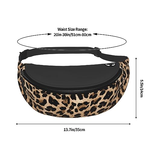 Leopard Print Cheetah Skin African Animal Fashion Casual Fanny Pack Waist Bag Men Women Adjustable Belt Waist Bag For Travel Hiking Cycling Running Festival Carnival - color: Black15
