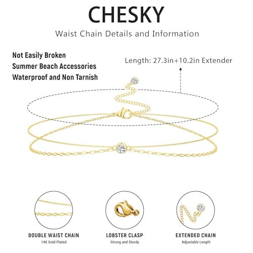 Risamil Waist Chain for Women, Dainty Gold Plated Belly Chain for The Waist Adjustable Waterproof Sexy Bikini Satellite Beads Sparkle Chain Simple Body Chain Summer Jewelry Gifts for Women - style: Lip