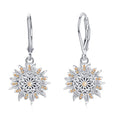 Sunflower Leverback Earrings S925 Sterling Silver Earrings You Are My Sunshine Dangle Earring Jewelry for Women - style: Silver Sunflower