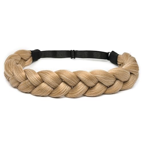 Braided Headbands Hair Piece for Women Synthetic Hair Head Bands Handmade Braid Hairband Hair Accessories Elastic Stretch Headwrap Braided Hair Band - color: 27/613-Honey Blonde Mix Lightest Blonde