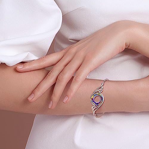 Kate Lynn Rise From the Ashes Phoenix Bracelet Made with Crystals from Austria, Adjustable Slider Bracelet for Women, Packaged with Jewelry Box, Birthday Gift for Women, Symbol of Luck and Renewal - color: Volcano - Sterling Silver