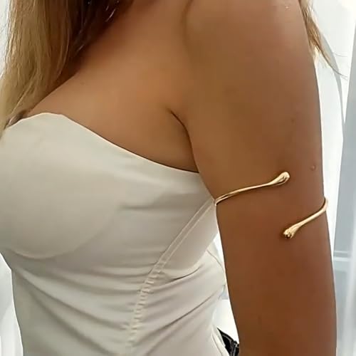 Arm Cuff Bracelet for Women Adjustable Upper Arm Cuff Bangle Boho Summer Beach Festival Jewelry - color: Gold Arm Cuff - Regular