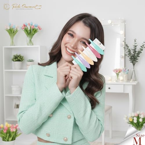 RC ROCHE 6 Pcs Duck Bill Alligator Hair Clips for Women Sectioning Flat Claw Long Thick Hair Inner Teeth Curved Styling Jaw Strong Secure Grip Salon, Medium Pastel - color: (Medium) Pastel