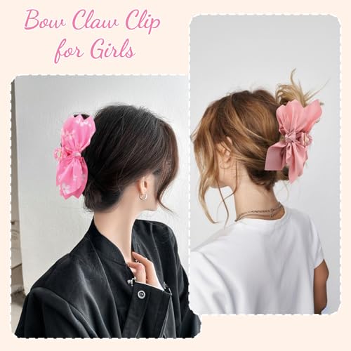Bow Claw Clips Bow Hair Clips Pink 3PCS Big Hair Bows for Women Butterfly Styling Large Hair Clips for Thick Hair for Girls Hair Accessories for Women - color: 3PC-Pink