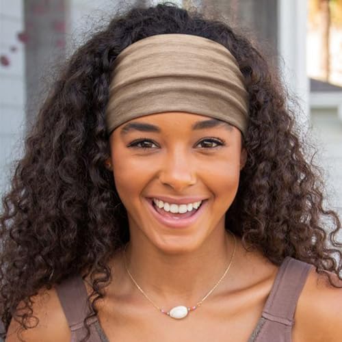 DRESHOW 6 Pack Extra Wide Headbands for Women Large Turban Headband Boho Head Wrap Elastic Hairbands Hair Twisted Knot Hair Accessories - color: 6 Pcs: Black, Begonia Red, Earthy Brown, Grey, Beige, Navy Blue