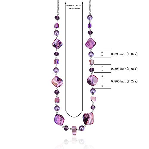 PEARL&CLUB Long Beaded Necklaces For Women - Sweater Chain Fashion Jewelry Necklace Gifts For Women - color: 35-Purple