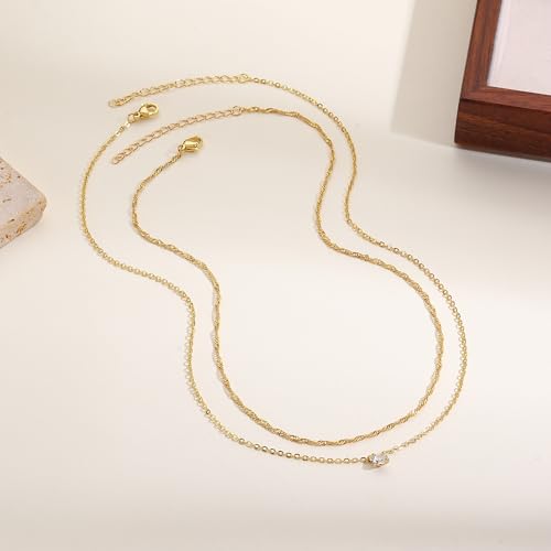 Gold Necklace Stack for Women, Layered Gold Necklaces Set,18K Gold Plated Simple Dainty Gold Chain Choker Necklaces Trendy Jewelry Gifts for Women - color: S01