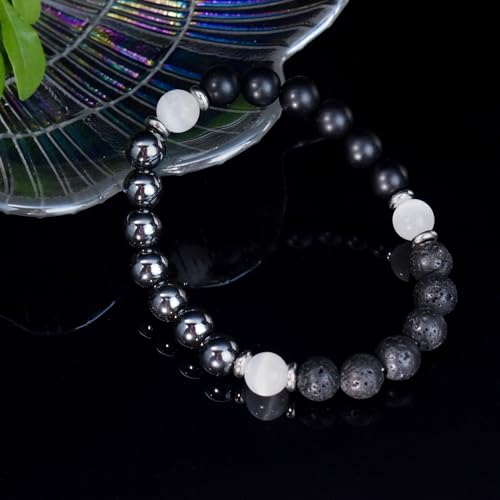Strong Healing Crystal Bracelet 8MM Genuine Stone Bracelet Lucky Beaded Bracelet Chakra Bracelet 6.5 inch Positive Energy Inspirational Gifts for Women Mom - style: Protection