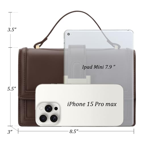 KKXIU Crossbody Bags for Women - Top Handle Purses for Lady, Leather Handbags Shoulder Clutch with Adjustable Shoulder Strap - color: Coffee