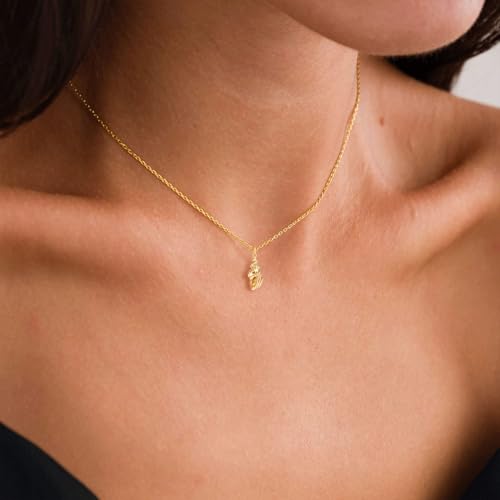 VRIUA Gold Necklace for Women - 14K Gold Plated Dainty Italian Horn Star of David Butterfly Bow Sun Lotus Volleyball Baseball Cowboy Boots Necklace Jewelry Everyday for Women - style: Conch