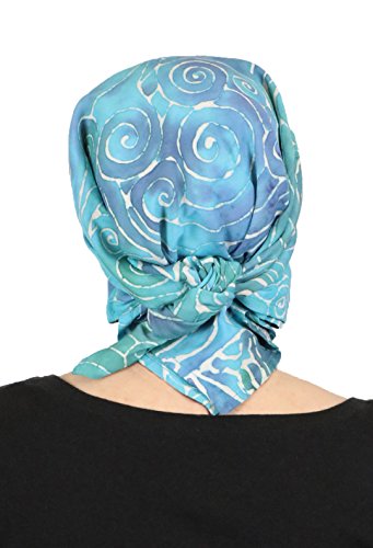 Hats Scarves & More Chemo Scarf Head Scarves for Women Cancer Headwear Headscarf Head Coverings 28 Inch Square Batik - color: Turquoise Swirl