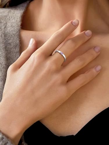 Custom4U Personalized Mothers Ring with 1-5 Birthstones Names Engraved 925 Sterling Silver/14K White Gold Plated Birthstone Rings for Women Promise Ring Birthday Jewelry Gifts for Mom Grandmother Wife - color: 1 Birthstone Ring (Custom)