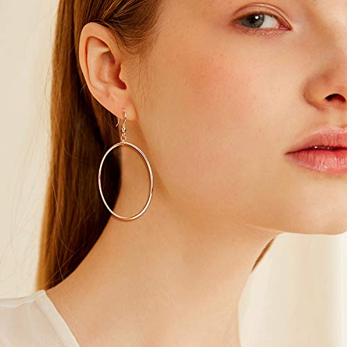 POPLYKE Sterling Silver/Rose Gold/Gold Plated Large Hoop Earrings Circle Dangle Drop Earrings for Women 40 50 60 70 80mm - color: rose gold hoop, size: 40mm