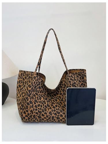 MakeMeChic Women's Leopard Tote Bag Cheetah Oversize Shoulder Bag Weekender Bag - color: Multicolor a