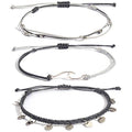 Waterproof String Anklets Cute Beaded Ankle Bracelets Beach Wave Anklet Stainless Steel Coin Boho Ankle Jewelry for Women - color: Grey