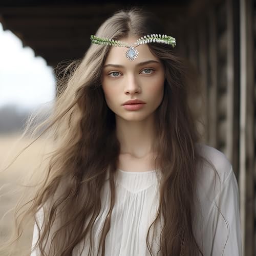 Vivivalue Fairy Flower Crown Women Even Headband Floral Headpiece Woodland Forest Circlet Halloween Renaissance Wedding Bridal Cosplay Prom Photo Props Green - color: 4