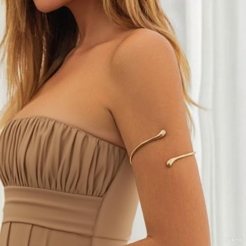 Vivian&CD 14K Gold Plated Starfish Arm Cuff for Women, Adjustable Upper Arm Bracelet Boho Beachy Statement Jewelry Summer Ocean-Themed Armband for Parties & Vacations - style: Gold