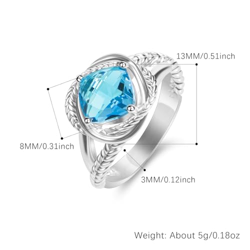 Designer Cubic Zirconia Statement Ring Antique Twisted Cable Wire Rings for Women Fashion Jewelry Gift - color: Blue