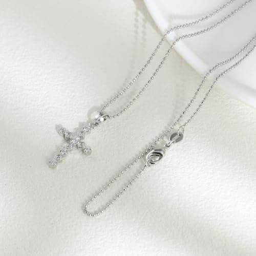 14K Gold Plated Cross Pendant Necklaces for Women Trendy, Dainty Choker CZ Cross Necklace Non Tarnish,Simple Tiny Cross Necklace for Jewelry Gifts - style: Cubic Cross-Platinum