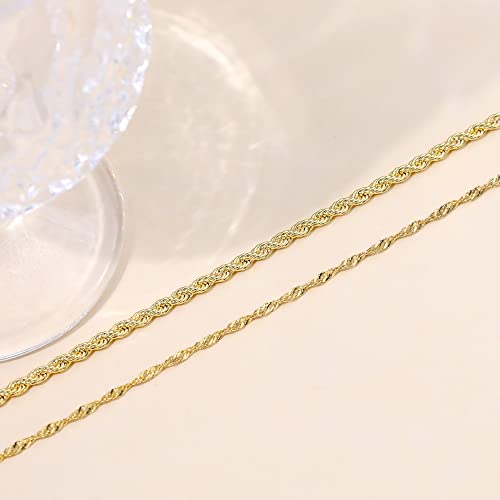 CHESKY Layered Necklaces for Women, 14K Gold Plated Chain Necklace Women Trendy Cuban Link Paperclip Chain Toggle Clasp Necklace Fashion Chunky Jewelry for Women - style: Wave/Rope-GD