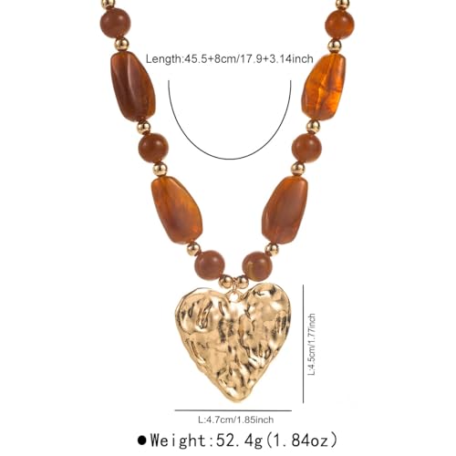 Chunky Acrylic Beaded Necklace for Women Colorful Acrylic Beaded Choker Round Beads Statement Necklace Fashion Jewelry - color: brownA