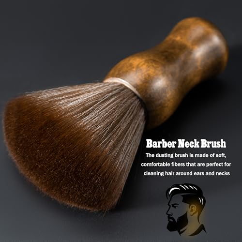 SALONSILK Barber Neck Duster Shaving Brush Set, 5 in 1 Professional Barber Accessories Cleaning Supplies, Hair Cutting Cleaning Hairbrush Styling Tool - color: Hair Cutting Brown