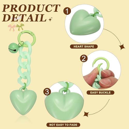 PATIKIL Cute Heart Keychain for Women, Heart Purse Charm Bag Charm Accessories for Handbag Car Purse Backpack - color: Green