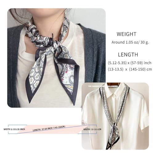 Hair Head Neck Bag Long Scarf Versatile Wrap for Women Soft & Lightweight for Everyday Chic - color: 118 Colorful Paisley 5.12 X 59 Inch