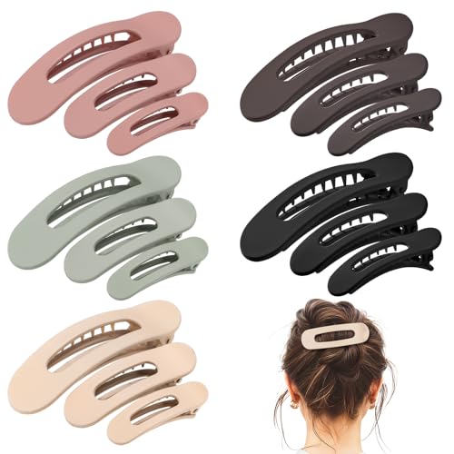 15 PCS Flat Claw Clips, 5 Colors Flat Hair Clips 3 Sizes Hair Claws for Women Girls Accessories Barrettes for thick Thin Hair, Birthday Mothers Day Gifts - color: Classic colors