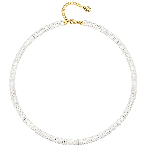 CANEVINKA Bohemian Beaded Choker Necklace 18K Gold Plated Bead Pendant Necklace Vintage Handmade Jewelry for Women - style: Puka Shell