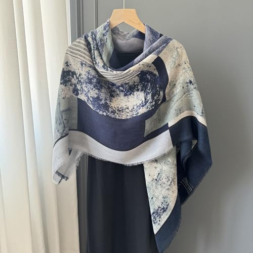 K-Elewon Large Square Scarf 51" Cotton and Linen Hand feel Scarf Fashion Scarves Hair Wrapping Scarfs Neck Scarves for Women - color: H2301