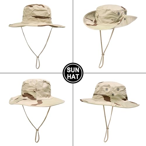 Sun Hats for Men Women Boonie Hat Foldable Fishing Hat UPF 50+ Bucket Hat for Fishing Hiking Garden Safari Beach - color: 1pack-beige Camo1