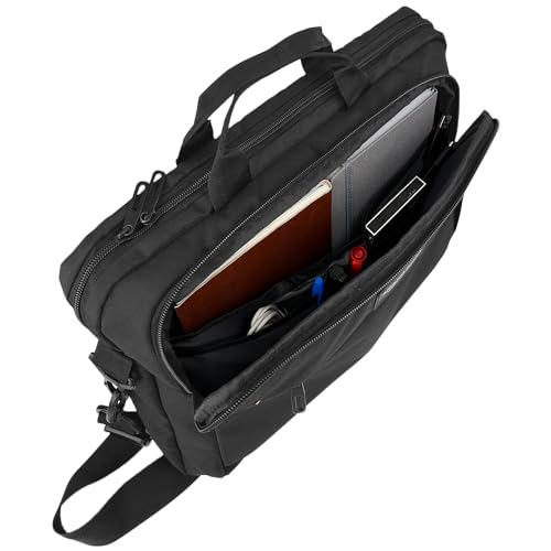 Amazon Basics Laptop Tablet Carrying Case with Shoulder Strap and Grab Handles, 14-inch, Black, Compartments for Storage - size: 14 Inch, style: 1-pack