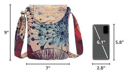 OPQRSTU Women's Retro Small Size Canvas Shoulder Bag Hippie Boho Crossbody Handbag - color: Khaki