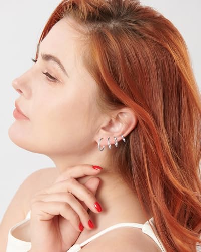 316L Surgical Stainless Steel Huggie Hoop Earrings 6mm 8mm 10mm 11mm 12mm 14mm Hypoallergenic Earrings Hoop Cartilage Helix Lobes Hinged Sleeper Earrings For Men Women - style: "(D6/8/10/12) THK 1.5mm T GOLD"