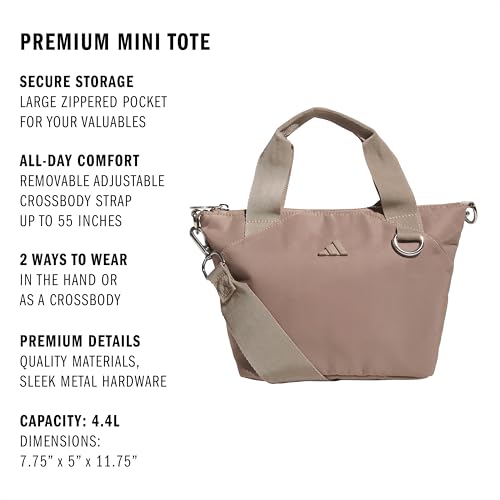 adidas Small Tote Mini Bag for Women and Men - color: Premium/Chalky Brown