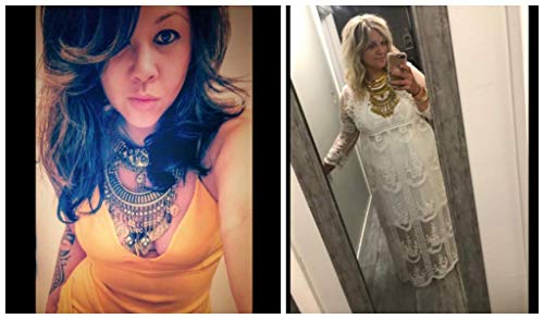 Vintage Engraved Bib Statement Necklace for Women Chunky Bohemian Ethnic Gypsy Choker Necklaces Jewelry