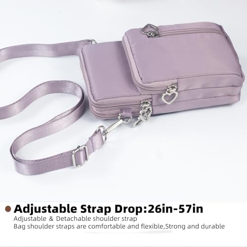 JANKS Small Crossbody Bag for Women - Mini Phone Purses with Crossbody Strap and Wallet - Nylon Arm Bag - color: A-lightpurple