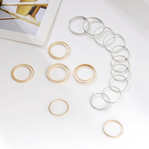 Simple Knuckle Rings Set for Women,Vintage Stackable Joint Finger Midi Rings Dainty Cute Rings Pack Festival Jewelry - color: Silver